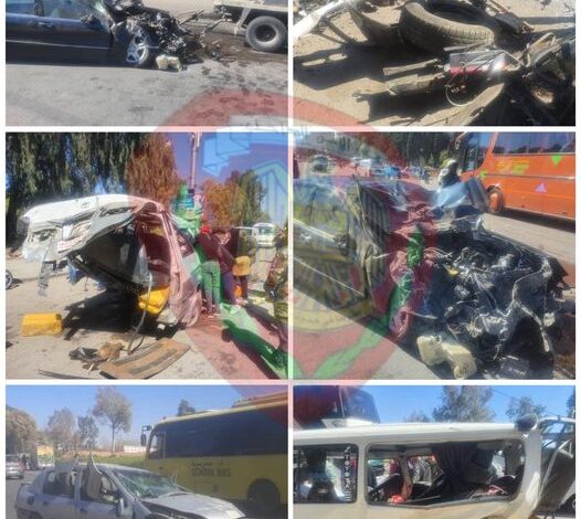 إصابة ثلاثة عشر شخصاً جراء حادث مروري في دمشق