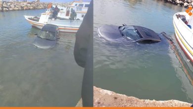 سقوط سيارة في البحر أثناء ركنها على رصيف شاطئ طرطوس