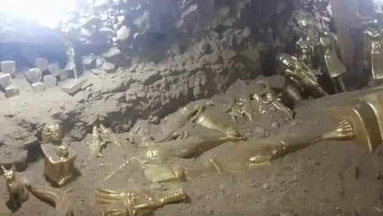 عمره 10 آلاف عام.. مواطنون عرب يعثرون على كنز من التماثيل الذهبية النادرة يعود الى الحضارة السبئيه
