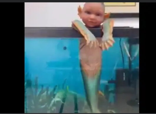 وجه طفل باسم وجسم سمكة.. فيديو لمخلوق غريب يثير الريبة